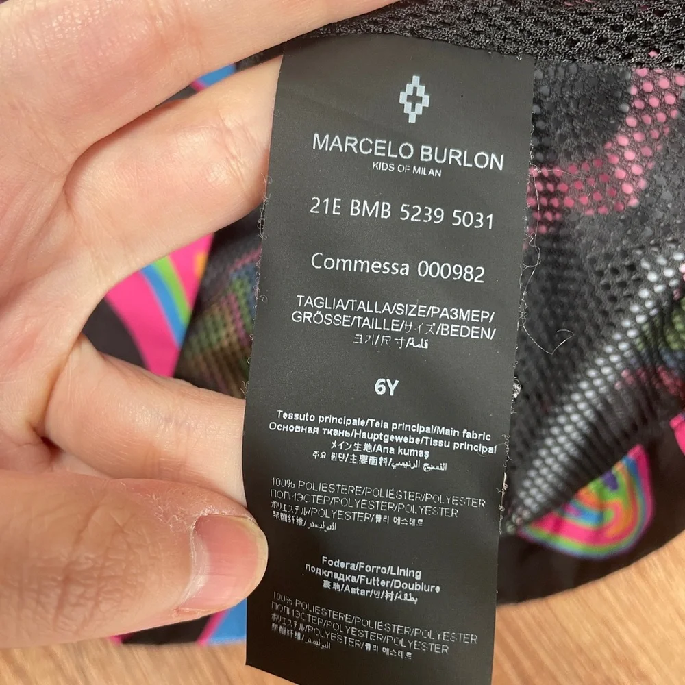 Marcelo Burlon Kids of Milan Girls Boys Windbreaker Jacket‎ Size 6Y Colorful Zip